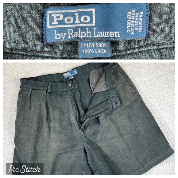 vintage Polo Ralph Lauren Tyler 100% Linen Shorts Men Size 36(33) Pleated - Picture 1 of 8
